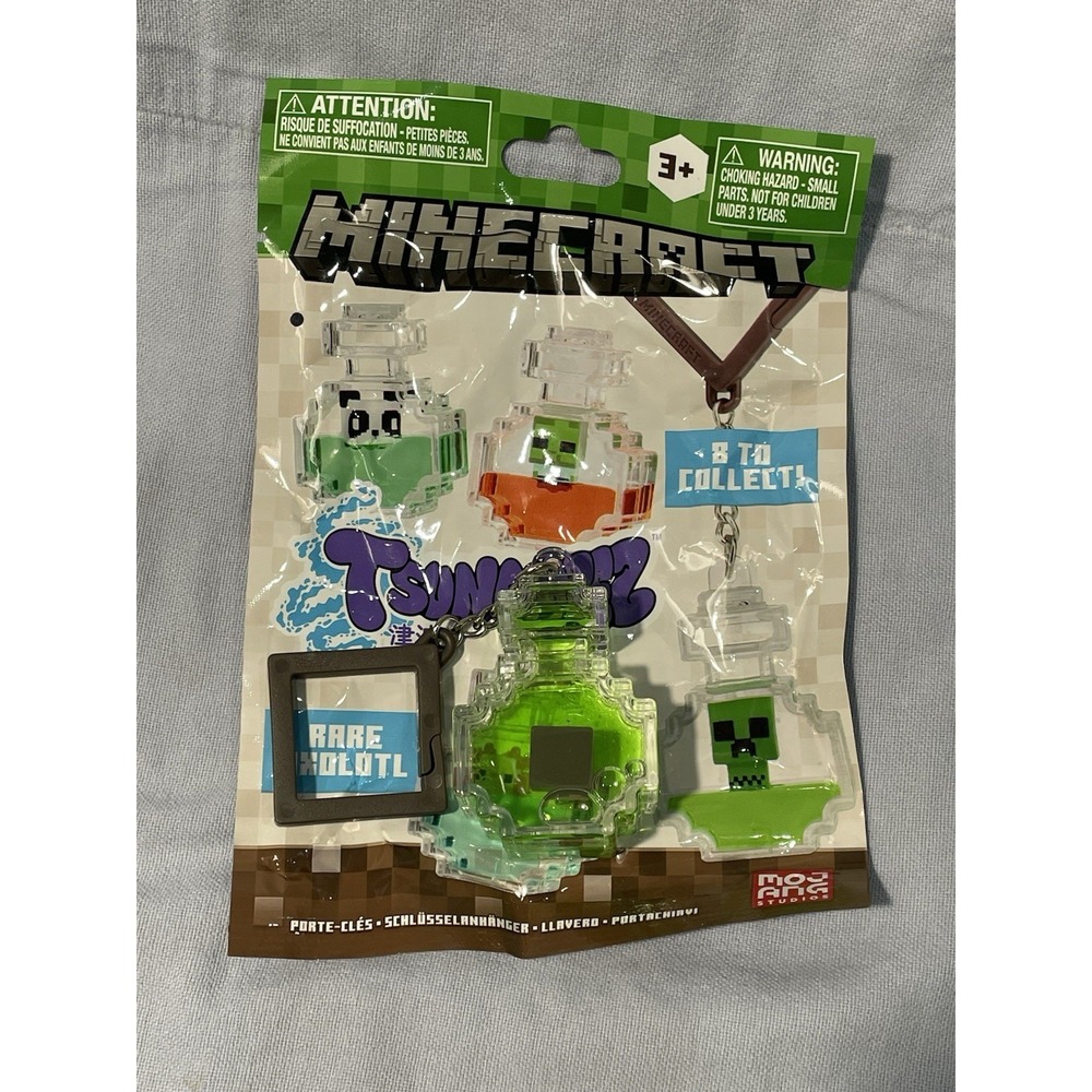 NEW‎ Minecraft Mojang Tsunameez Keychain Potion Bottle Mini Mystery Figure Steve